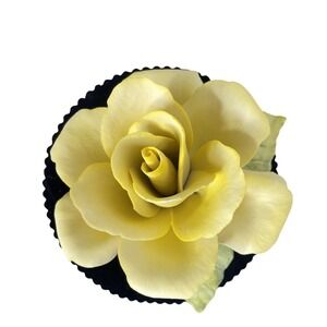 napoleon capodimonte porcelain flower Lg Yellow Rose‎ Made In Italy Vintage Read